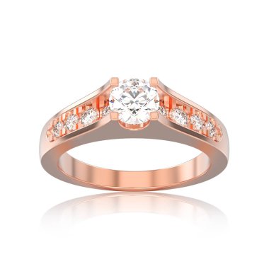 3d illüstrasyon izole altın dekoratif nişan düğün gül