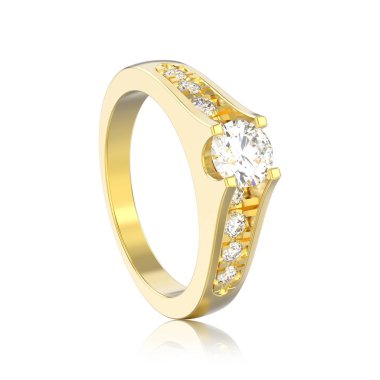 3D illüstrasyon izole sarı altın dekoratif nişan weddi