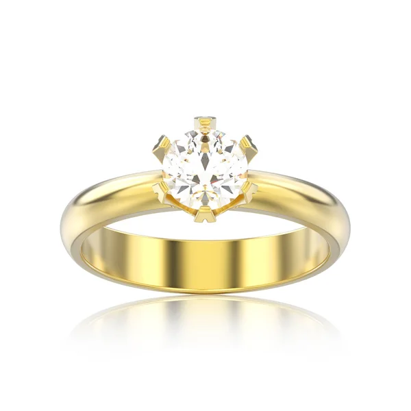 Illustration 3D isolé or jaune solitaire traditionnel engag — Photo