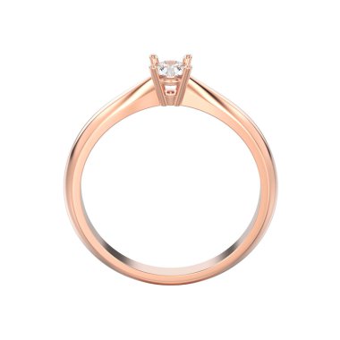 3D illüstrasyon izole gül altın geleneksel solitaire nişan