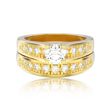 3D illüstrasyon izole sarı altın iki shanks dekoratif diamo