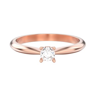 3D illüstrasyon izole gül altın geleneksel solitaire nişan