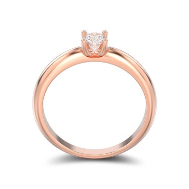 3D illüstrasyon izole gül altın geleneksel solitaire nişan