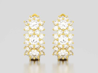 menteşe ile 3D illüstrasyon izole sarı altın pırlanta küpe