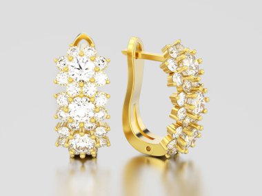 menteşe ile 3D illüstrasyon izole sarı altın pırlanta küpe