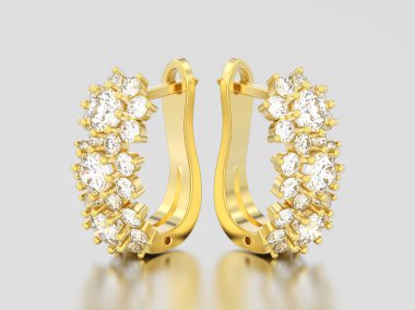 menteşe ile 3D illüstrasyon izole sarı altın pırlanta küpe