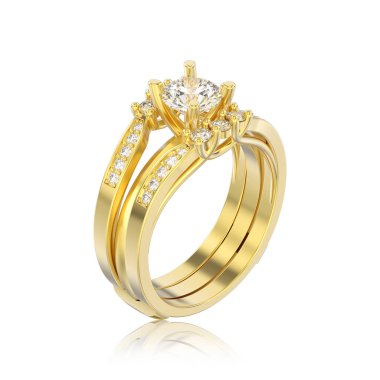 3D illüstrasyon izole sarı altın iki shanks dekoratif diamo