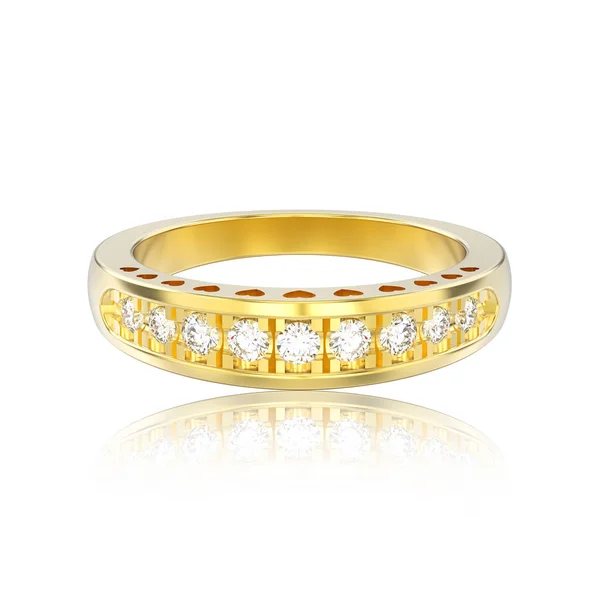 3D ilustracja na białym tle żółte złoto diament ozdobny pierścień wit — Zdjęcie stockowe