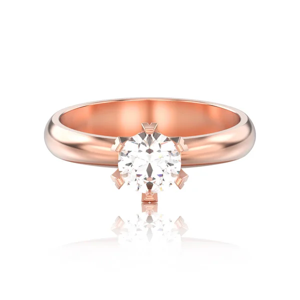 Illustration 3D isolé or rose traditionnel solitaire engagem — Photo
