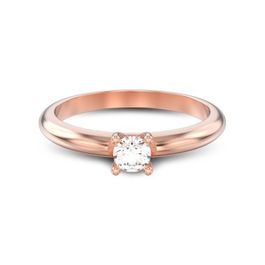 3D illüstrasyon izole gül altın geleneksel solitaire nişan