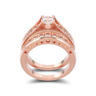 Gül altın iki shanks dekoratif elmas 3D illüstrasyon izole