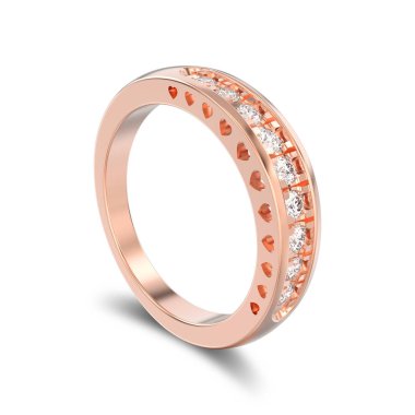 3D illüstrasyon izole gül altın dekoratif elmas yüzükle 