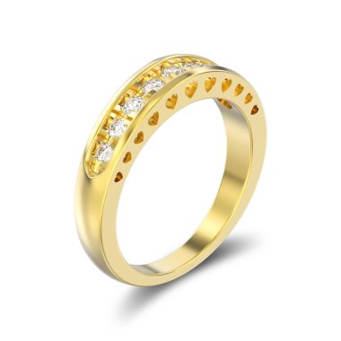 3D illüstrasyon izole sarı altın dekoratif pırlanta yüzük zekâ