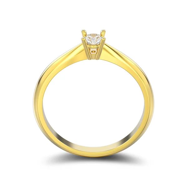 3d Illustration isoliert Gelbgold traditionellen Solitaire Engag — Stockfoto