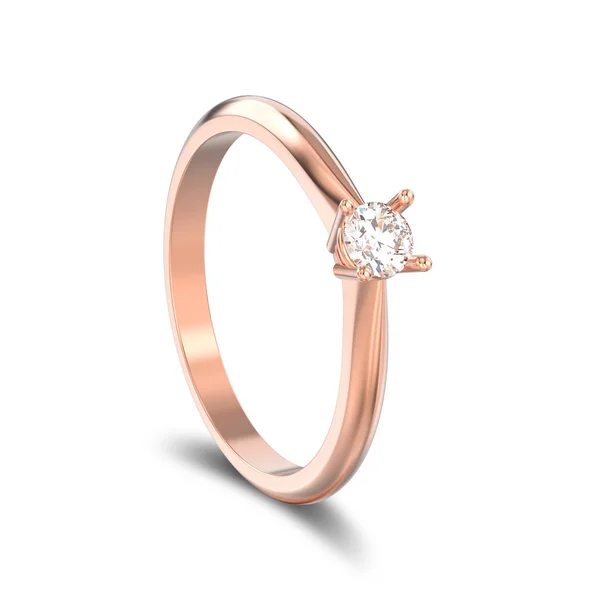 Illustration 3D isolé or rose traditionnel solitaire engagem — Photo