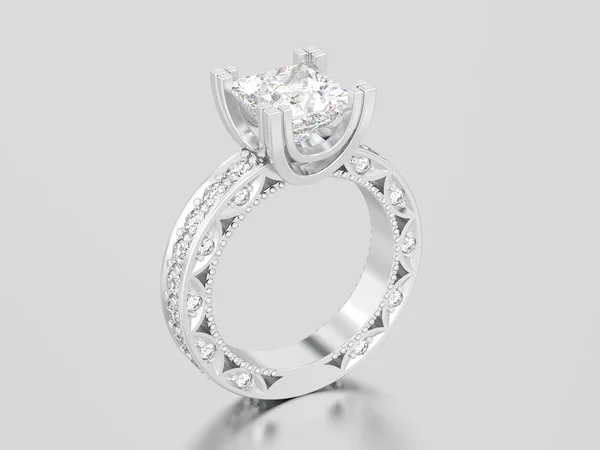 3D ілюстрація білого золота або срібного каналу принцеси вирізати алмаз — стокове фото