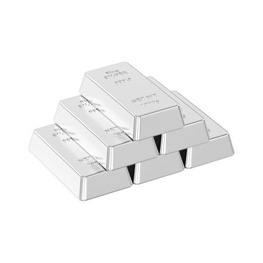 3D illüstrasyon izole piramit gümüş külçe külçe 