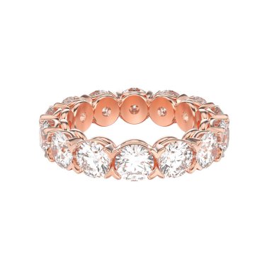 3D illüstrasyon izole gül altın sonsuzluk band elmas yüzük 