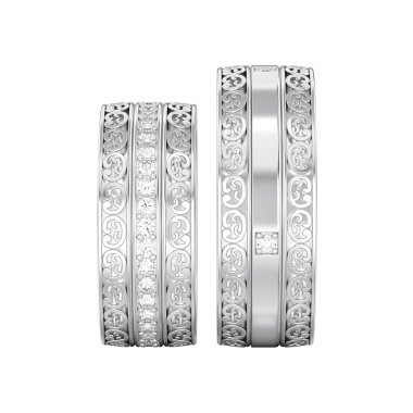 3D illüstrasyon izole iki beyaz altın veya gümüş dekoratif Çar