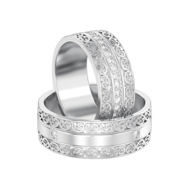 3D illüstrasyon izole iki beyaz altın veya gümüş dekoratif Çar