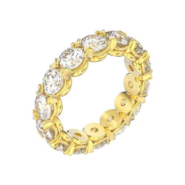 Ilustración 3D anillo de diamantes de banda de eternidad de oro amarillo aislado —  Fotos de Stock
