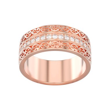 3D illüstrasyon izole gül altın dekoratif alyans carv