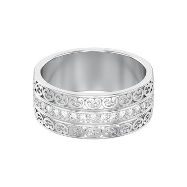 3D illüstrasyon izole beyaz altın veya gümüş dekoratif düğün