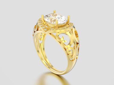 3D resimde sarı altın dekoratif nişan Pırlanta Bileklik