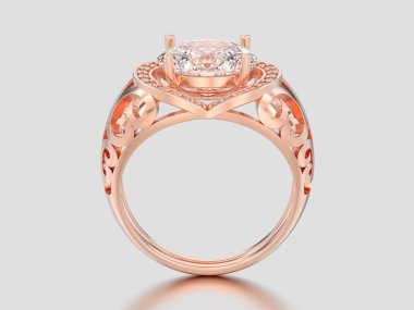 3D çizim gül altın dekoratif nişan pırlanta yüzük 