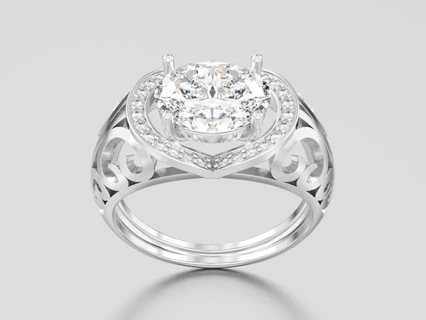 Illustration 3D diamant d'engagement décoratif en or blanc ou argent — Photo