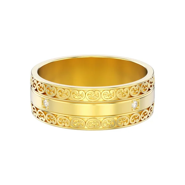 3D-Abbildung isoliert Gelbgold dekorative Hochzeitsbänder ca — Stockfoto