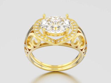 3D resimde sarı altın dekoratif nişan Pırlanta Bileklik