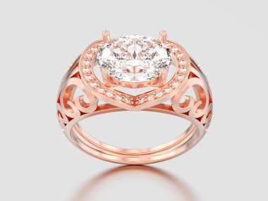 3D çizim gül altın dekoratif nişan pırlanta yüzük