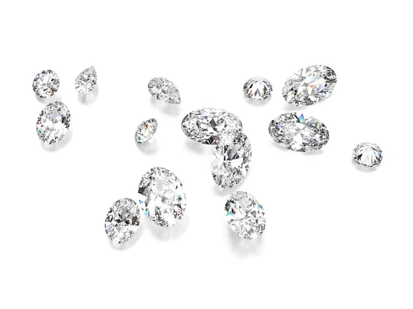 Grupo de ilustración 3D de diamantes redondos blancos piedras — Foto de Stock