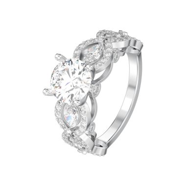 3D illüstrasyon izole beyaz altın veya gümüş elmas dekoratif