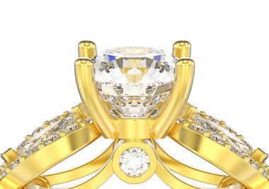 3d illüstrasyon izole kapatmak sarı altın dekoratif elmas kadar