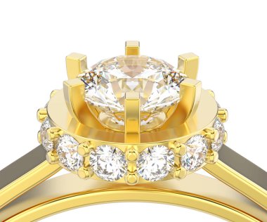 3d illüstrasyon izole kapatmak sarı altın halo çerçevesini açacak di kadar