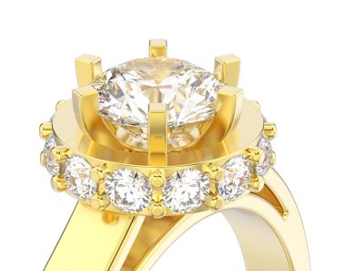 3d illüstrasyon izole kapatmak sarı altın halo çerçevesini açacak di kadar