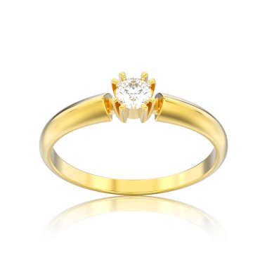 3D illüstrasyon izole sarı altın nişan solitaire Çift Kişilik