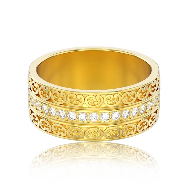 3 d イラスト分離された黄色の装飾的な結婚指輪ゴールド ca — ストック写真