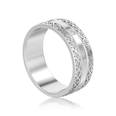 3D illüstrasyon izole beyaz altın veya gümüş dekoratif düğün