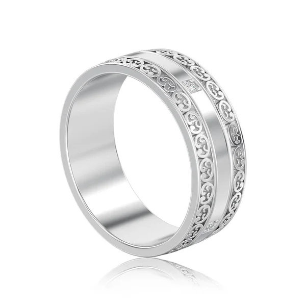 3D illüstrasyon izole beyaz altın veya gümüş dekoratif düğün