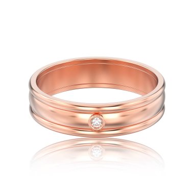 3D illüstrasyon izole gül altın eşleşen çiftler alyans