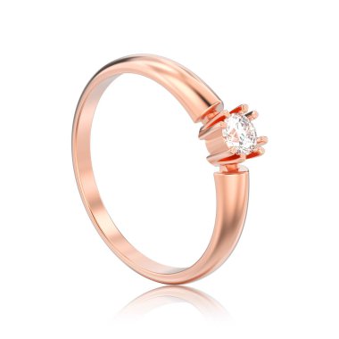 Çift Kişilik p gül altın nişan solitaire 3D illüstrasyon izole