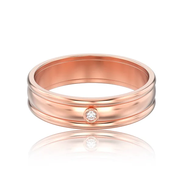 Ilustração 3D isolado ouro rosa correspondência casais anel de casamento — Fotografia de Stock