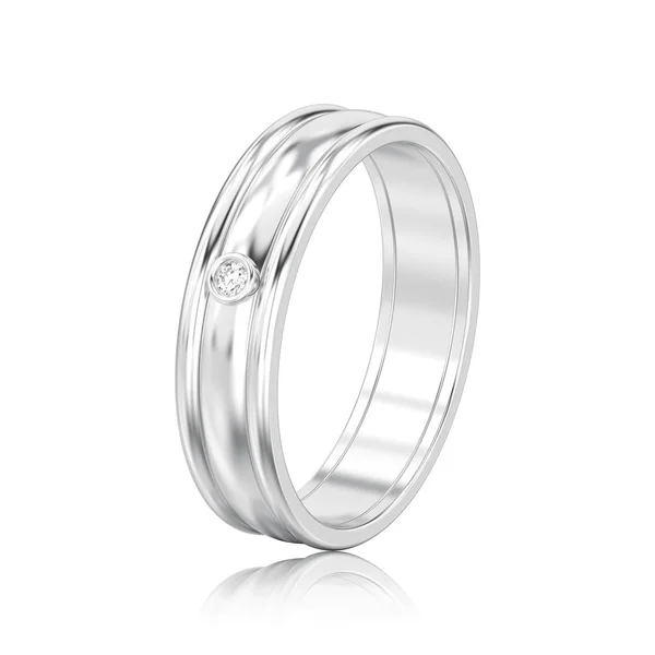 3D ilustracja na białym tle srebrny pasujące pary ślubne pierścień wi — Zdjęcie stockowe