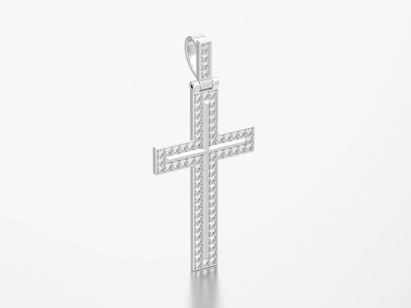 3D illustration vitt guld eller silver dekorativa diamond cross pe — Stockfoto