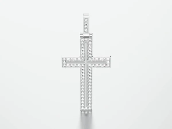 3D afbeelding wit goud of zilver decoratieve diamant cross pe — Stockfoto