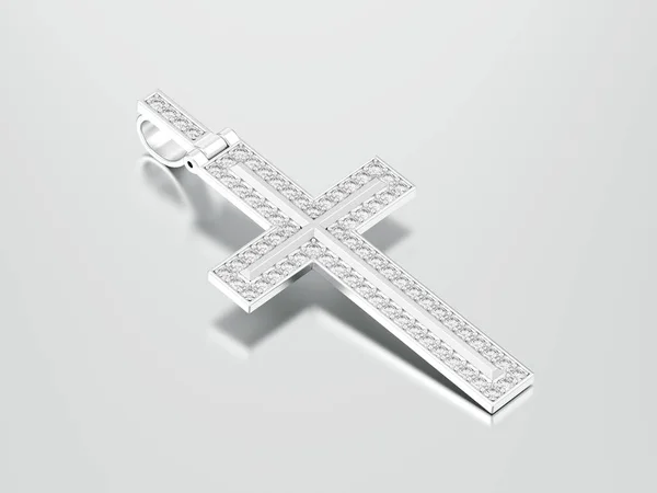 3D illustration vitt guld eller silver dekorativa diamond cross pe — Stockfoto