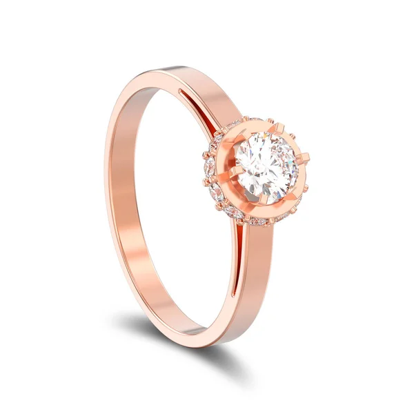 3D illustration isolated rose gold halo bezel pave diamond ring